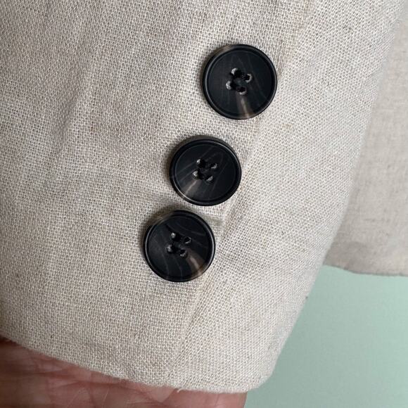 7 For All Mankind Womens Cream XS Linen Blend Blazer Single Breasted - Picture 7 of 10